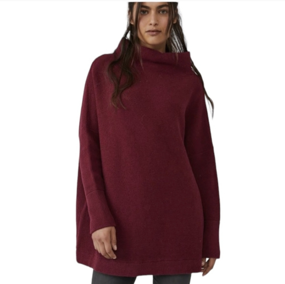 Free People slouchy ottoman tunic in burgundy wine